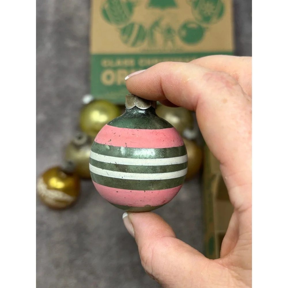 Vintage Shiny Brite Glass Christmas Ornaments 12pc MCM USA Original Box